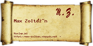 Max Zoltán névjegykártya