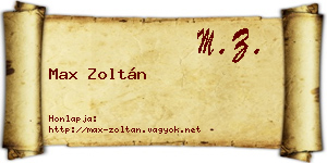 Max Zoltán névjegykártya